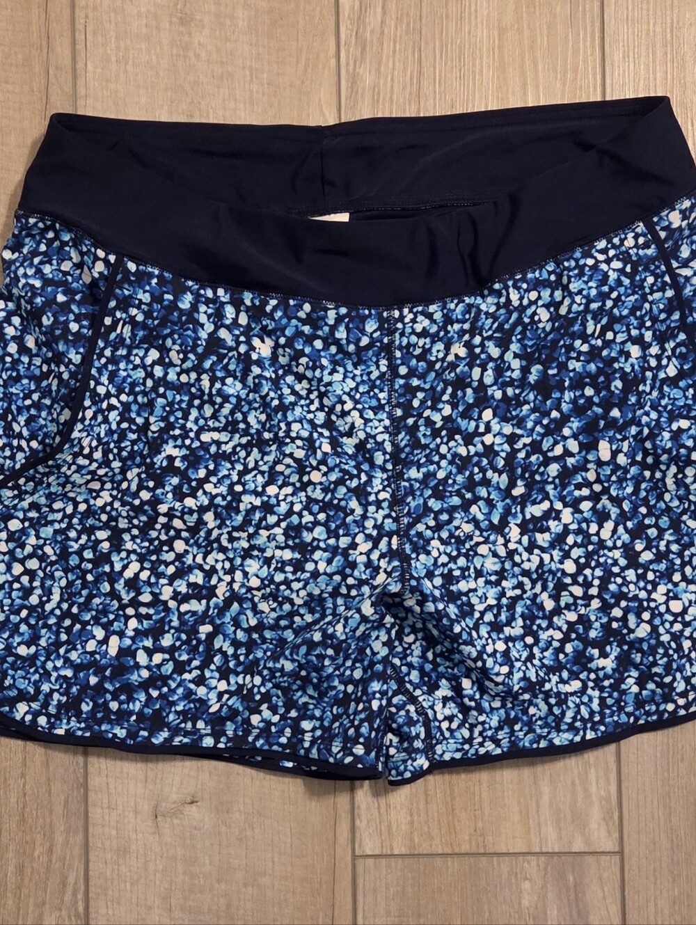 Lands' End Women's Blue Navy Multi Print Swim Short